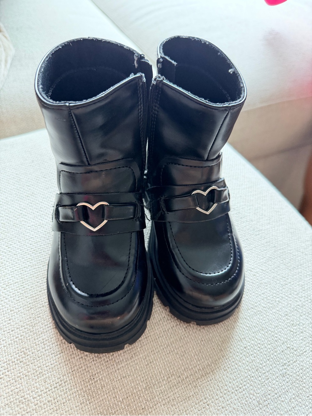 Zara Black Kids Heart Buckle Boots